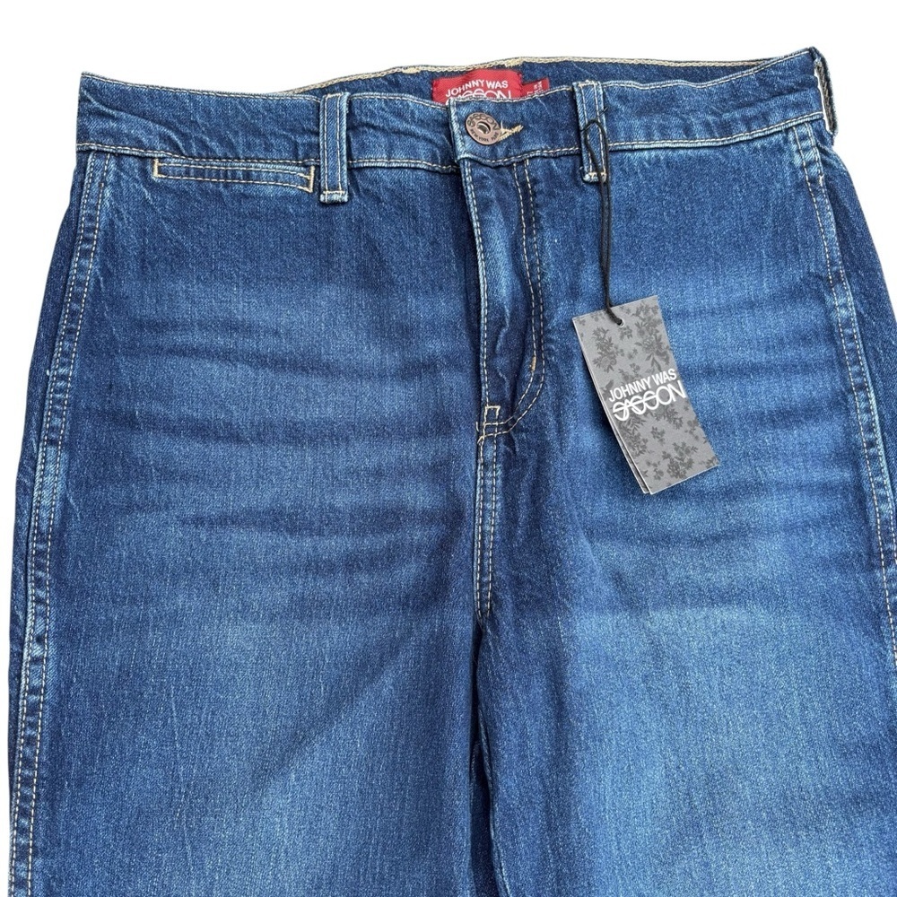 Johnny Was Sàsson Womens Jeans Sz 27 Medium Wash Wide Leg Flare Denim NWT retro - Picture 4 of 11